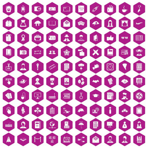100作家图标六角紫色