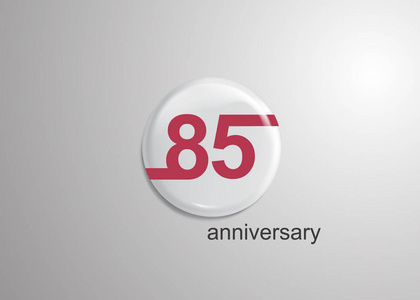 85周年纪念标志庆典, 红色平面设计内3d 白色圆形背景