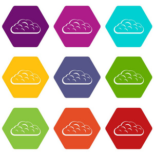 冬季云图标集彩色六面体