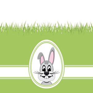 快乐复活节兔子白蛋绿草