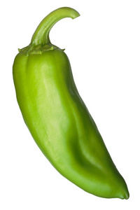 Numex R Naky 智利胡椒, 绿色, 全荚。新的墨西哥豆荚类型。顶部视图
