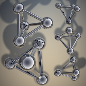在背景上的简单钢分子结构 3d