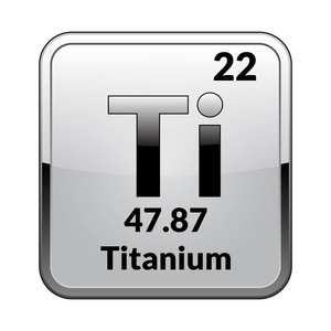钛符号。银框架中光滑白色背景上周期表的化学元素。矢量插图
