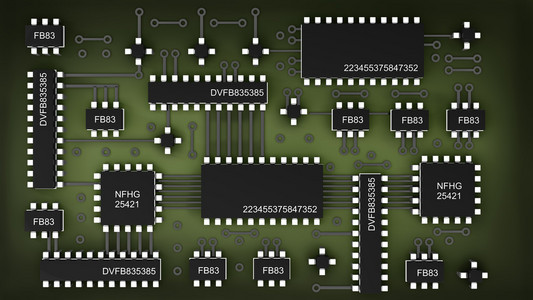 电路板。高分辨率 3d 数字生成的图像