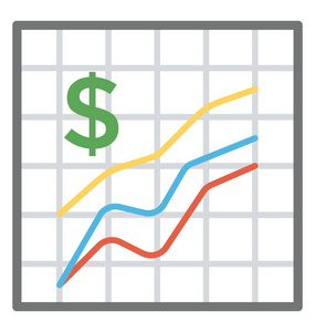 显示收入增长的财务图, 平面图标图像