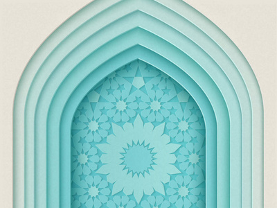伊斯兰节日设计多层拱背景在纸样式, 3d 例证