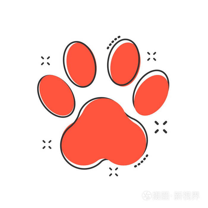 矢量卡通爪打印图标的漫画风格.狗, 猫, 熊爪标志插图