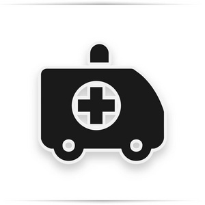 救护车卡车图标, 充满扁平标志, 固体象形文字孤立的白色。符号, 徽标插图