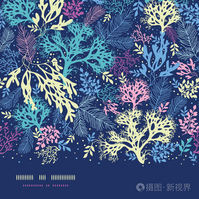 水下海藻水平无缝图案背景插画-正版商用图片05vw65-摄图新视界