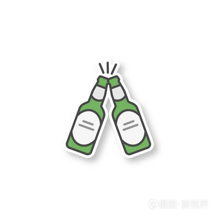两瓶啤酒.彩色贴纸.矢量隔离插图插画-正版商用图片05vyzr-摄图新视界