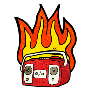 燃烧盒式磁带收音机图片