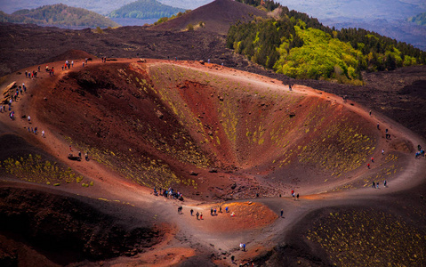 埃特纳火山国家公园全景火山景观与火山口, 卡塔尼亚, 西西里岛