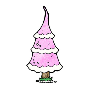 卡通粉红色的圣诞树图片