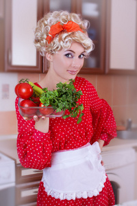 红色与新鲜蔬菜的贴图女人图片