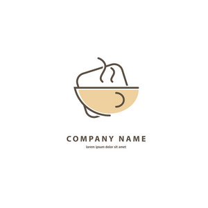 插图设计的单线, 简约, 简单的标识咖啡。带饮料的矢量图标杯