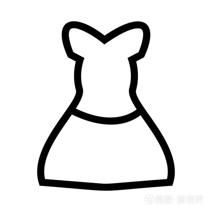 白色背景下的简单轮廓黑色连衣裙