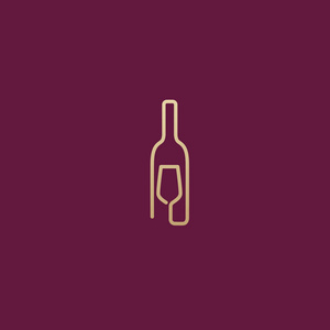 插图设计的优雅标识葡萄酒店在黑暗的红酒背景。餐厅菜单的矢量图标