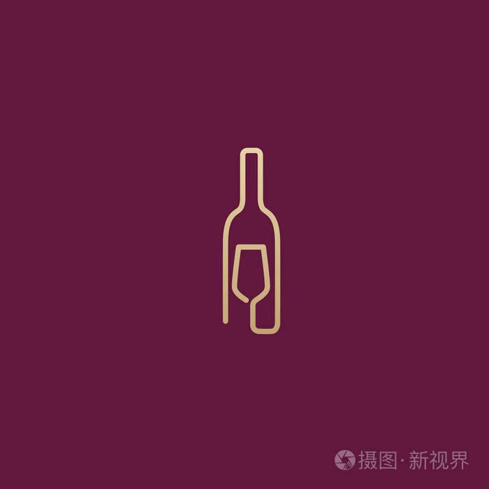插图设计的优雅标识葡萄酒店在黑暗的红酒背景.餐厅菜单的矢量图标