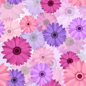 用粉色和紫色非洲菊的无缝背景。矢量 eps10