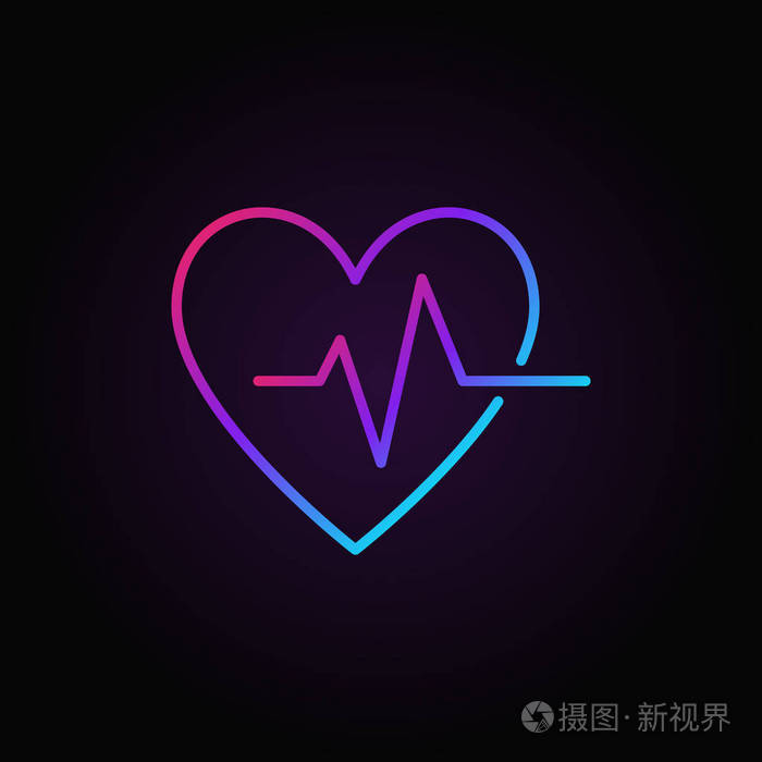 心跳矢量彩色图标-矢量心跳脉冲符号