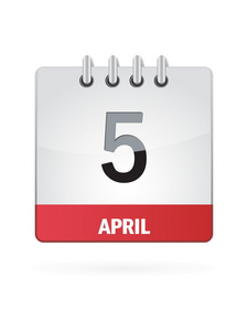 4 月 5 日日历图标在白色背景上