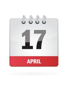4 月 17 日日历图标在白色背景上