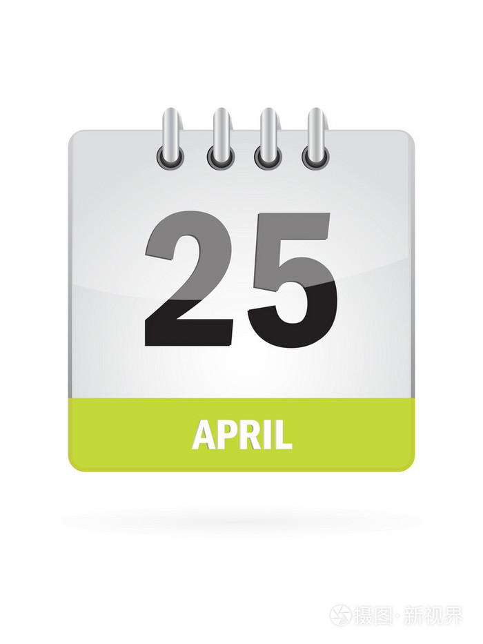 4月 25 日日历图标在白色背景上