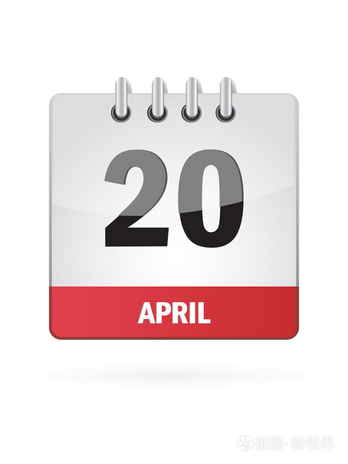 4月20日日历图标在白色背景上