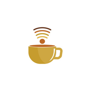 无线咖啡徽标图标设计