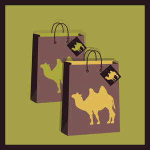 购物袋与骆驼图图片