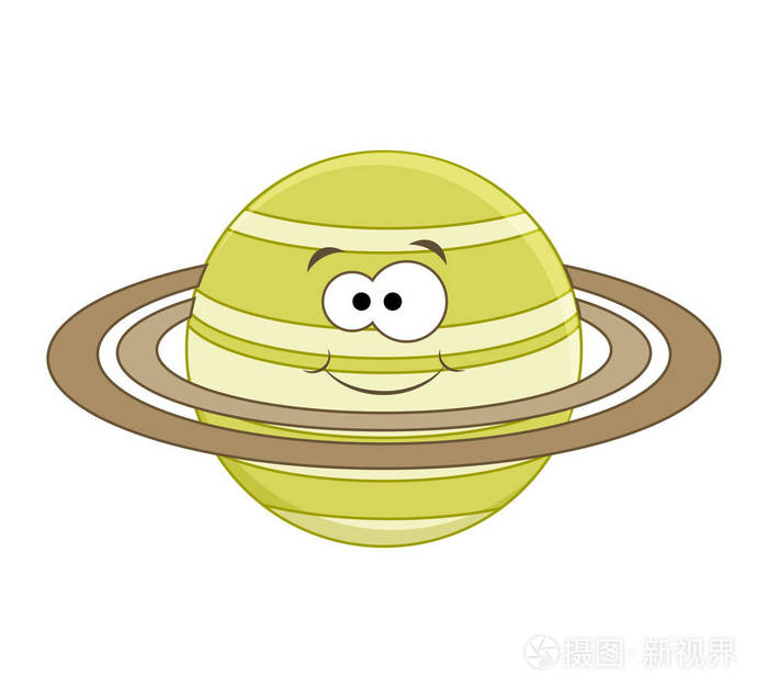 可爱的卡通土星.卡通星球.矢量插图隔离