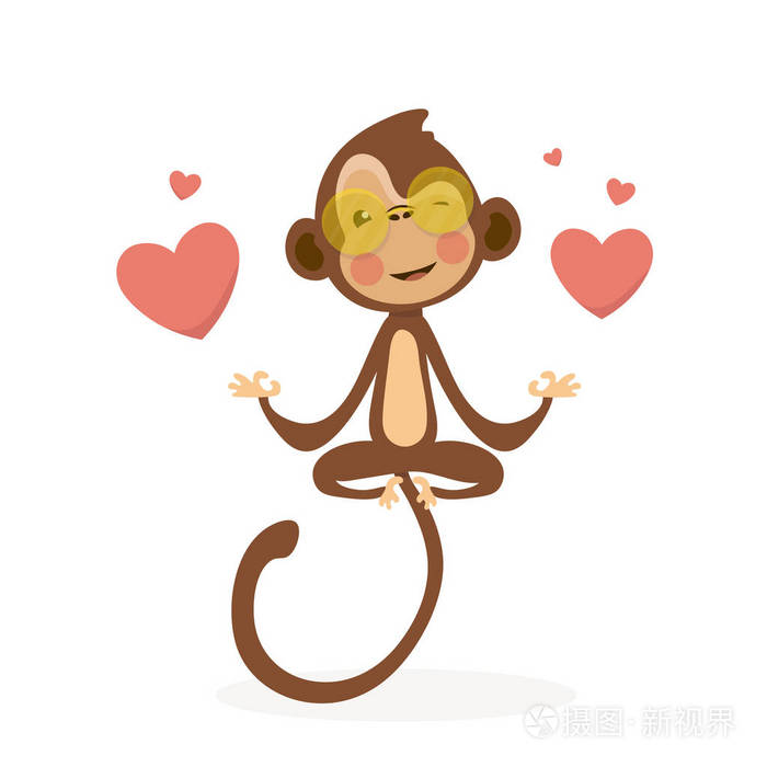 白色背景上的可爱的猴子卡通