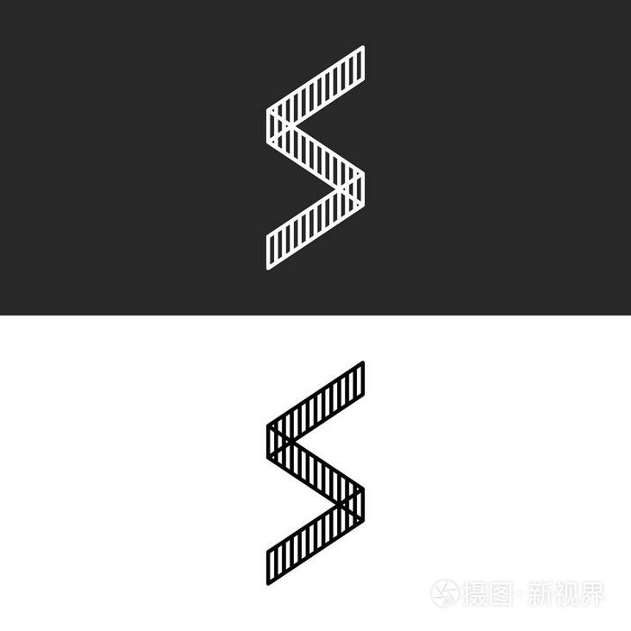 角形几何字母 s 徽标字母.图标围栏原始形状