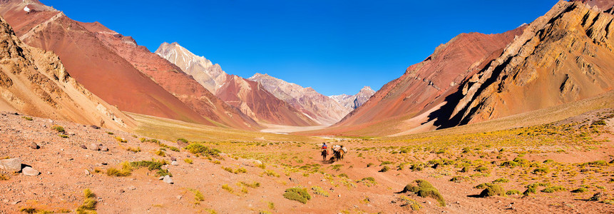 远足徒步旅行，阿根廷，南美洲安第斯山山谷