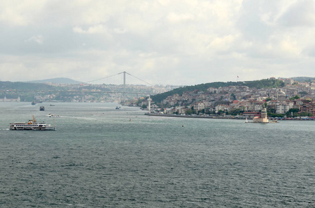 享有于斯屈达尔区和博斯普鲁斯海峡的景致。伊斯坦布尔。土耳其