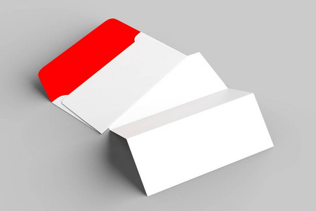 白色信封在软灰色 backgorund 上用三叠纸隔开。3d 插图