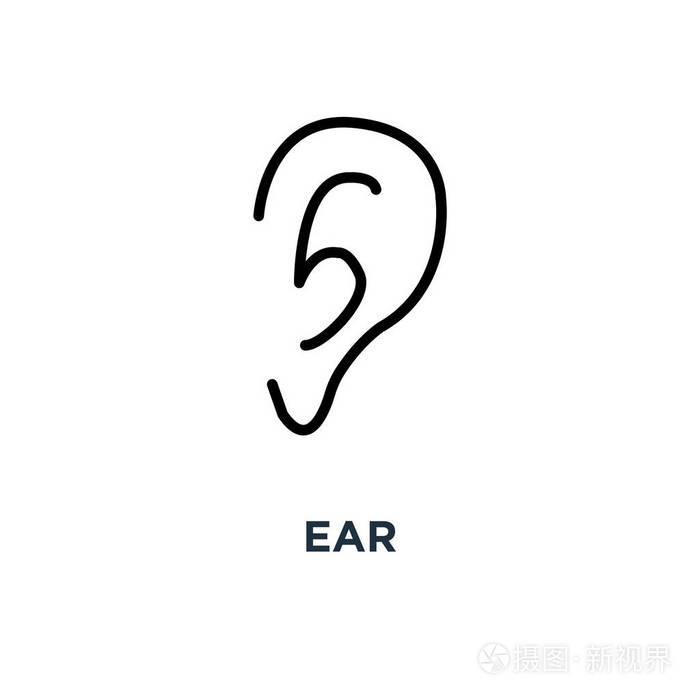 耳朵图标.耳概念符号设计, 矢量图解