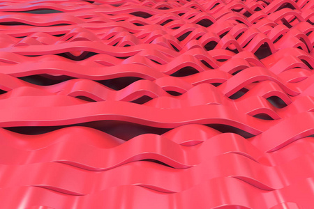 红色正弦波的抽象3d 渲染