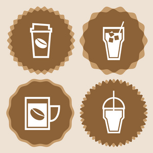 咖啡杯子图标徽章集