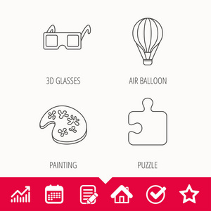 拼图 绘画和空气气球图标