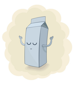 矢量插画的牛奶盒子做瑜伽
