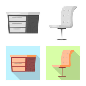 家具和公寓标志的矢量插图。家具和家庭股票矢量图集