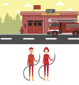 消防员办公室背景和性格的概念
