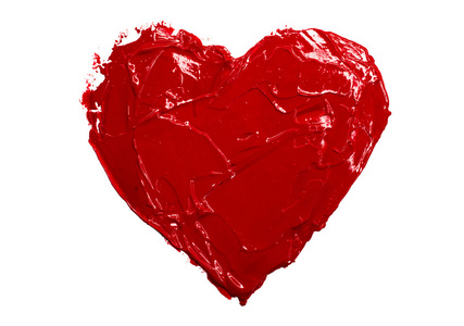 红色的心的爱。艺术 oilacryl 涂料