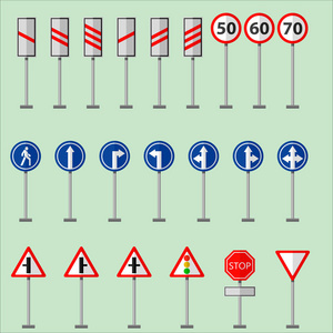 道路符号交通标志矢量插图