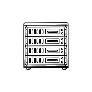 电脑服务器手绘轮廓涂鸦图标