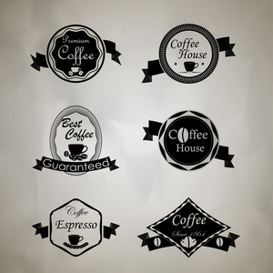 复古复古咖啡徽章和标签的一套