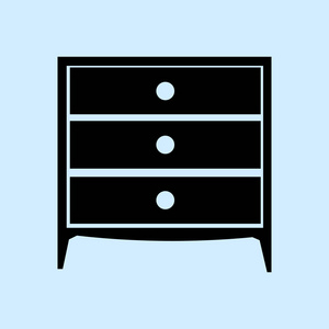 抽屉柜矢量图标。家具类型。抽屉柜或橱柜图标。存储概念