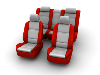 红色汽车座椅上白色隔离