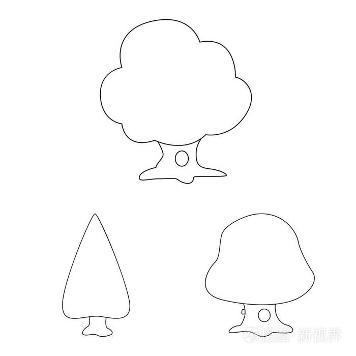 库存树和皇冠矢量图标集